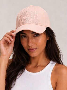 Kenzo Pale Pink Tiger Logo Embroidered Baseball Cap Adjustable Hat